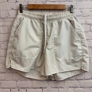 Alo Yoga Alumni Shorts High-waisted Pull On Women's Medium Light Gray